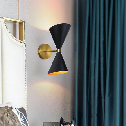 Double Cone Black & Gold Wall Light – Modern Mid-Century Style