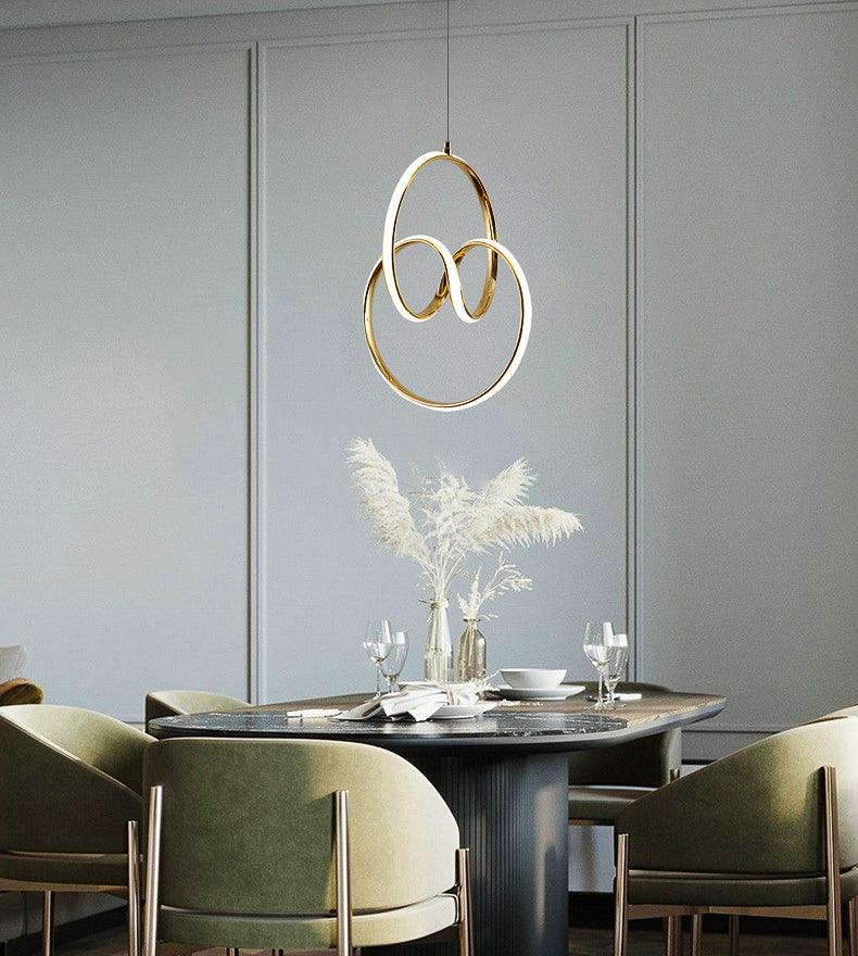 Modern Artistic LED Loop Chandelier – Gold Pendant Light for Living