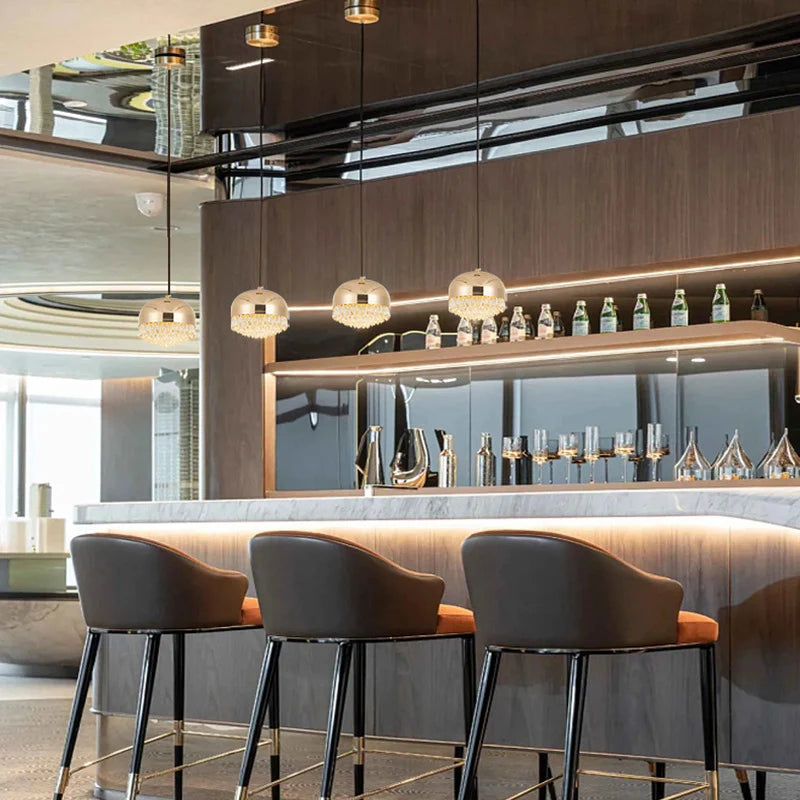 Golden Dome Pendant – Crystal Drop hanging Light