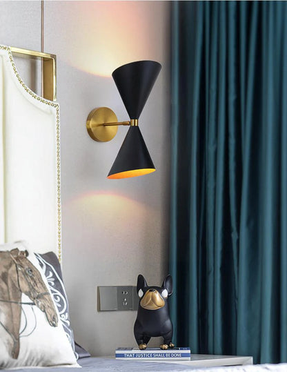 Double Cone Black & Gold Wall Light – Modern Mid-Century Style