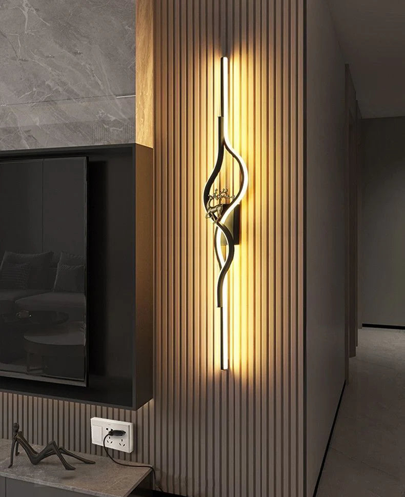 LED Black Wave Wall Light