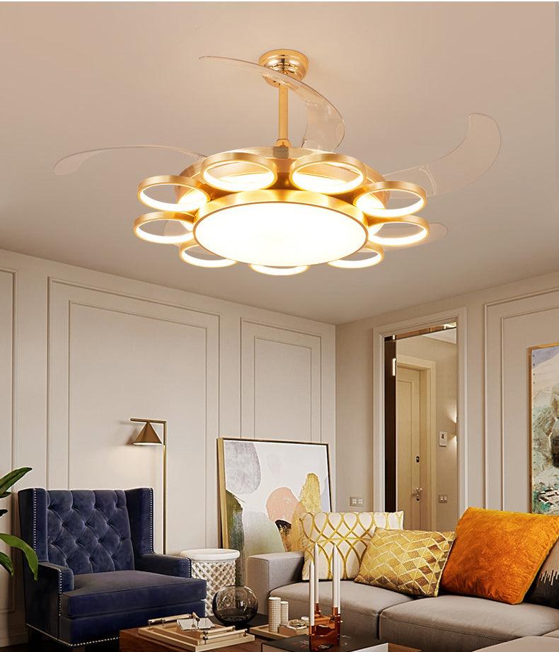 Golden Rings Ceiling Fan Chandelier