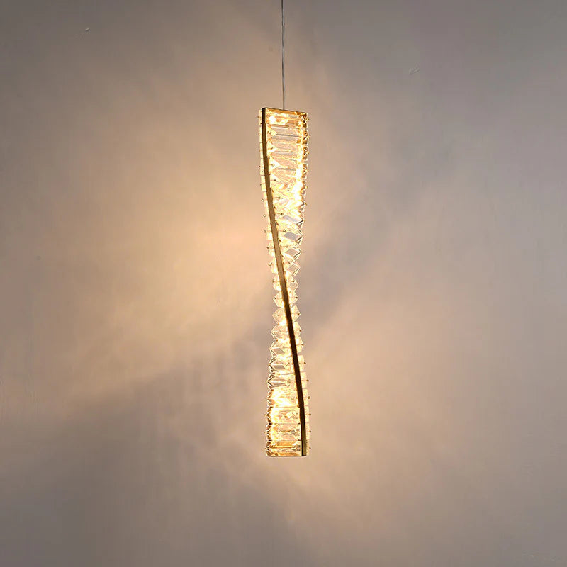 Crystal Twist LED Pendant Light – Modern Luxury Hanging Lamp for Bedroom & Living Room