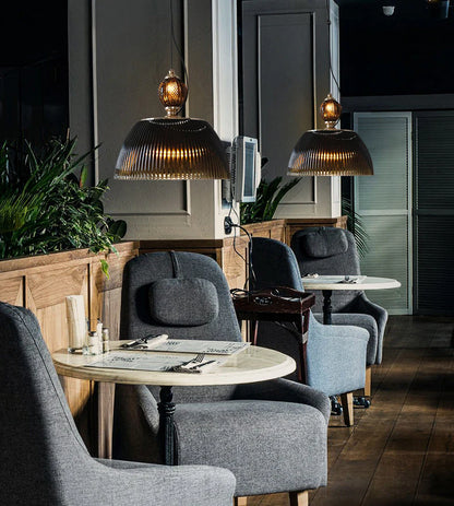 Vintage Ribbed Glass Pendant Light – Tea Glass Gold Finish