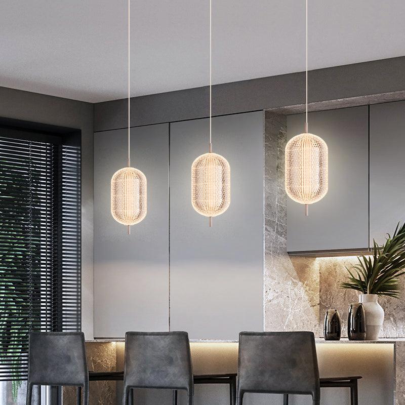 Modern Crystal Mesh Pendant Light – Elegant Bedside Hanging Lamp