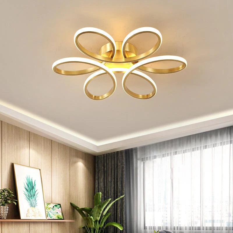 6 Light Curvy Gold LED Chandelier