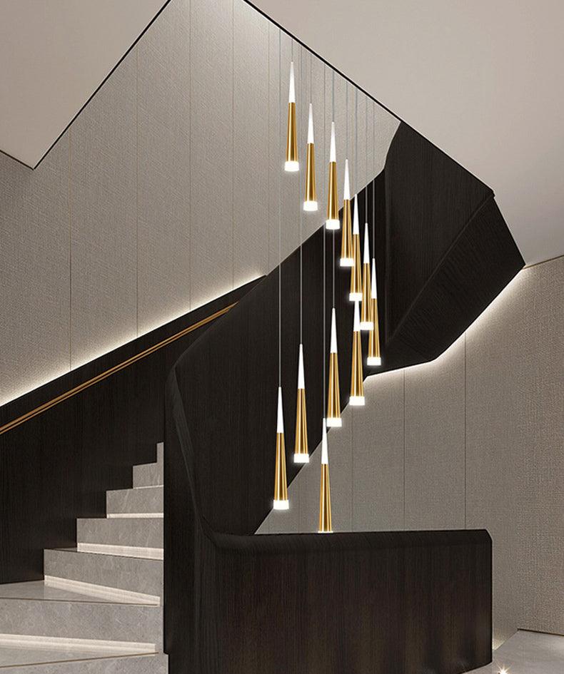 12-LIGHT LED GOLD DOUBLE HEIGHT CHANDELIER