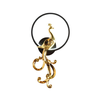 Golden Peacock LED Wall Light – Artistic Glamour Meets Radiant Glow