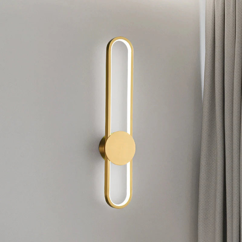 Vertical Oval LED Wall Light – Modern Gold Frame Design 60 cm
