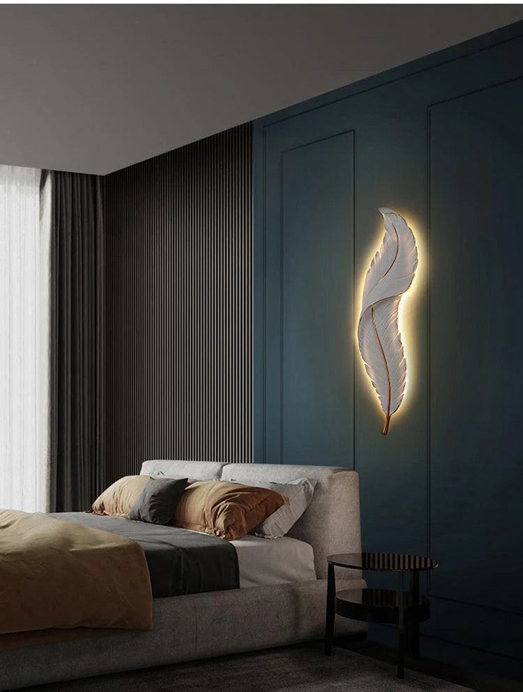 600MM White Feather LED Wall Light