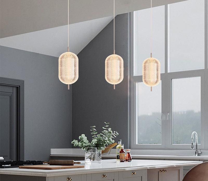 Modern Crystal Mesh Pendant Light – Elegant Bedside Hanging Lamp