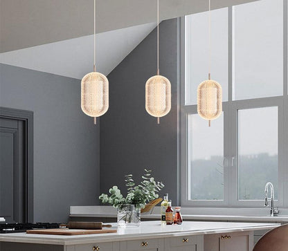 Modern Crystal Mesh Pendant Light – Elegant Bedside Hanging Lamp