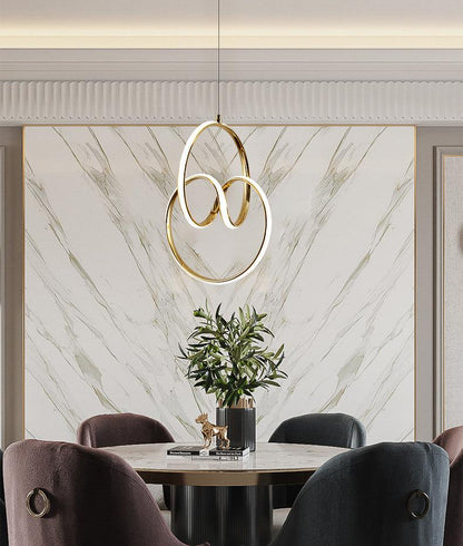 Modern Artistic LED Loop Chandelier – Gold Pendant Light for Living