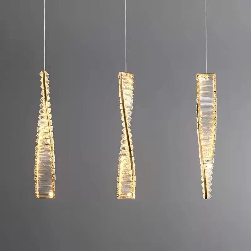 Crystal Twist LED Pendant Light – Modern Luxury Hanging Lamp for Bedroom & Living Room