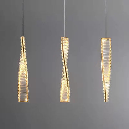 Crystal Twist LED Pendant Light – Modern Luxury Hanging Lamp for Bedroom & Living Room