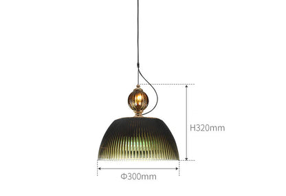 Vintage Ribbed Glass Pendant Light – Tea Glass Gold Finish