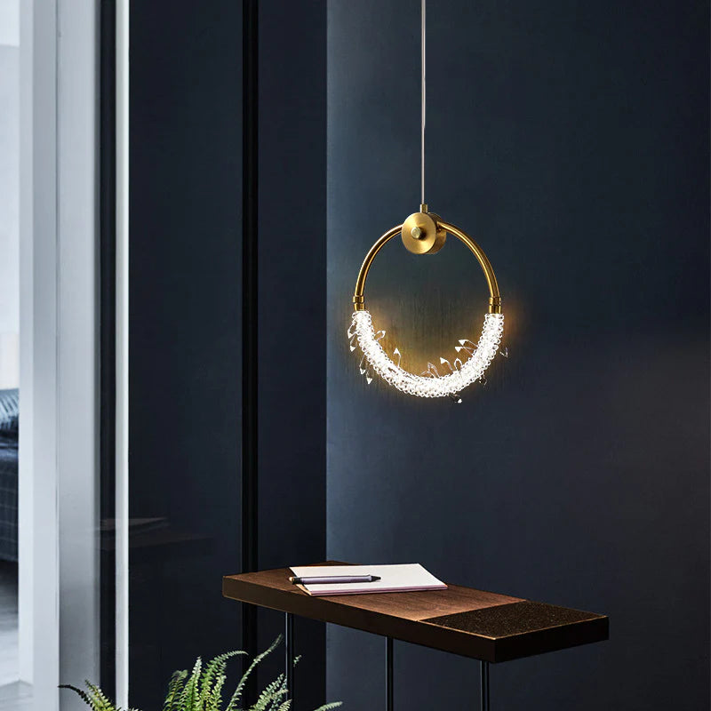 Aurelia Halo Gold Ring Crystal Pendant Light