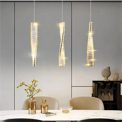 Crystal Twist LED Pendant Light – Modern Luxury Hanging Lamp for Bedroom & Living Room