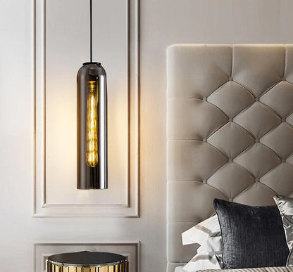 Long Smokey Glass Pendant Light