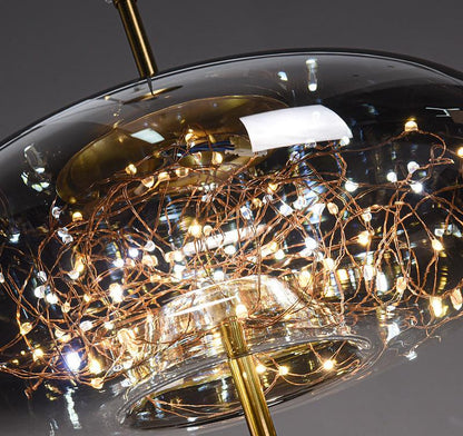 LED Fairy Smokey Glass Gold Pendant Light
