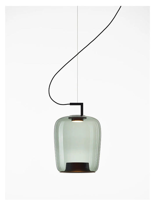 Frost Pendant Light – Minimalist Smoke Glass with Black Accents
