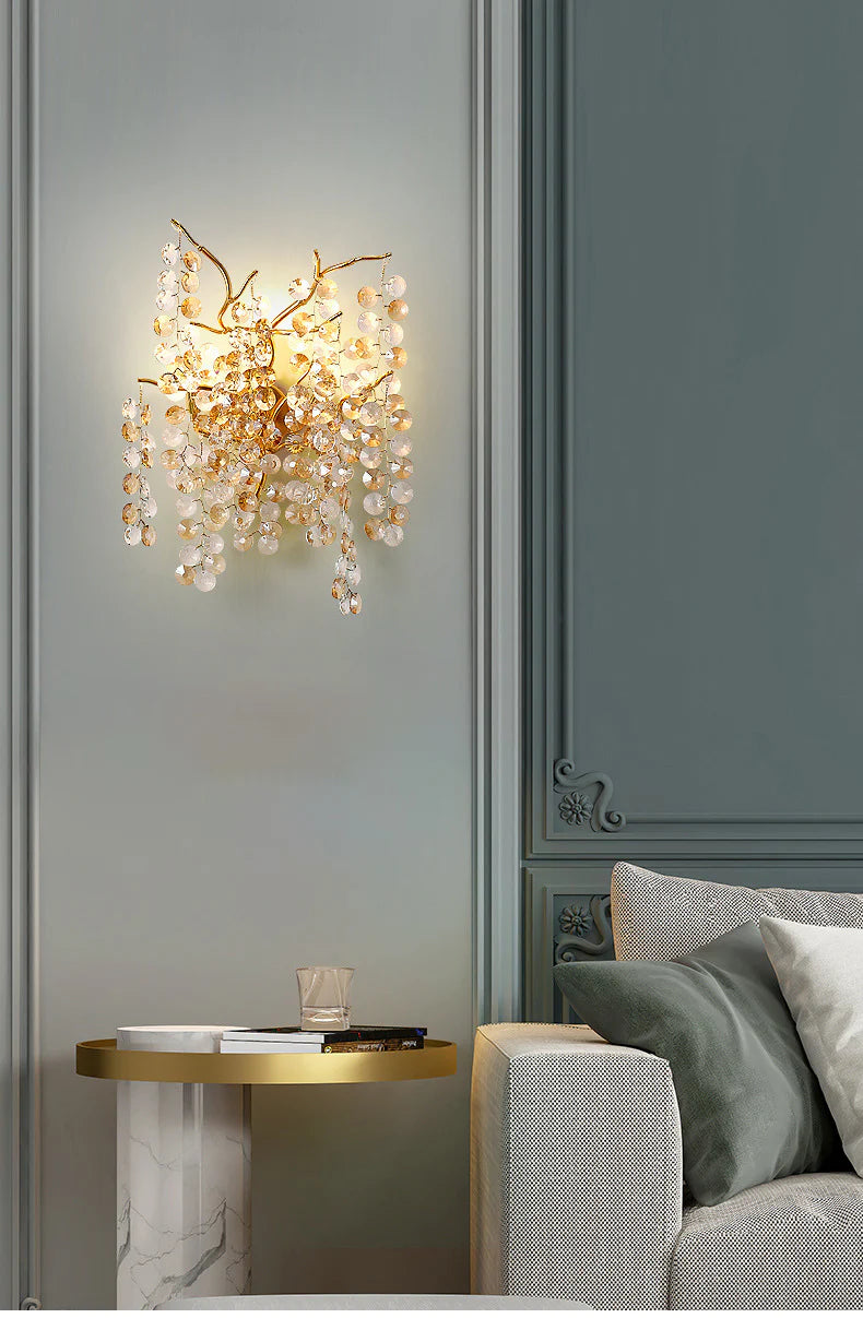 Elowen Crystal Branch Wall Light – Nature-Inspired Luxury