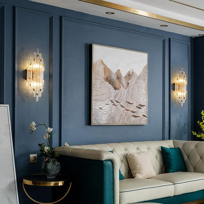 Luxury Gold Crystal Glass Wall Light