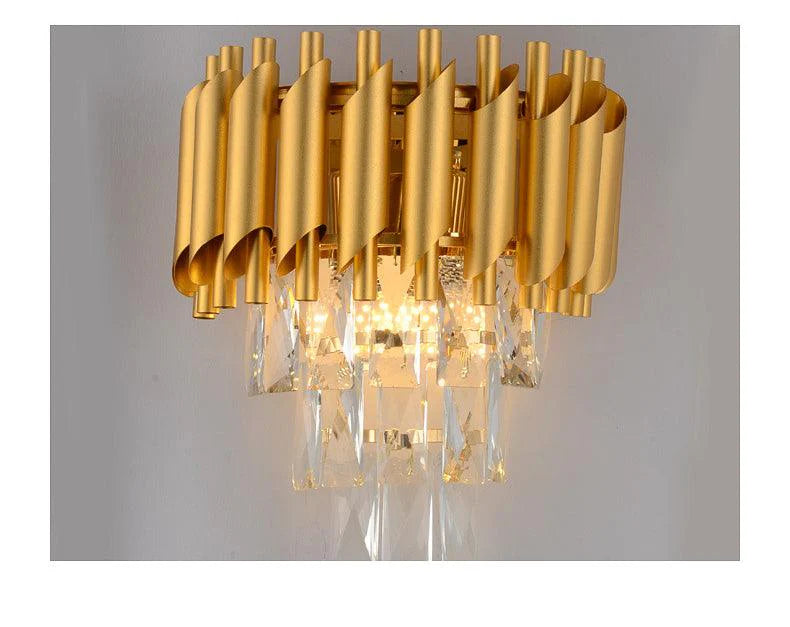Modern Gold Metal & Crystal Wall Light