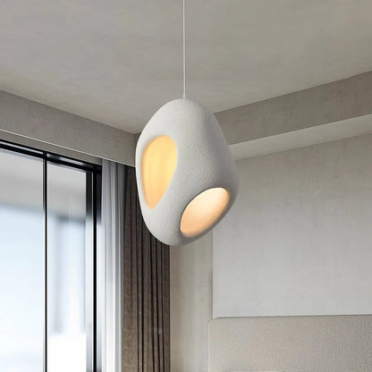 Modern Sculptural Pendant Light – Matte White Textured Finish