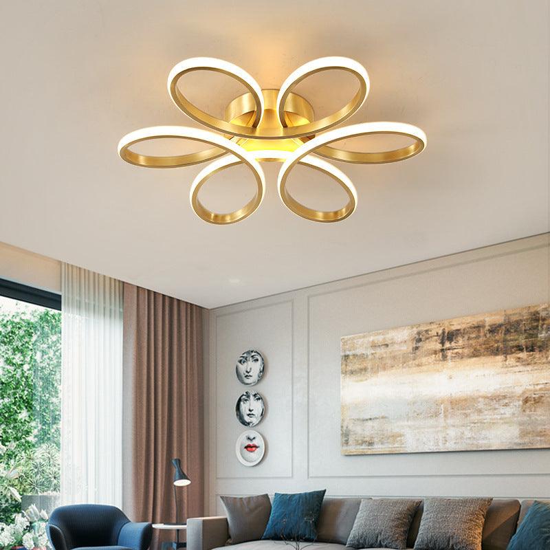 6 Light Curvy Gold LED Chandelier