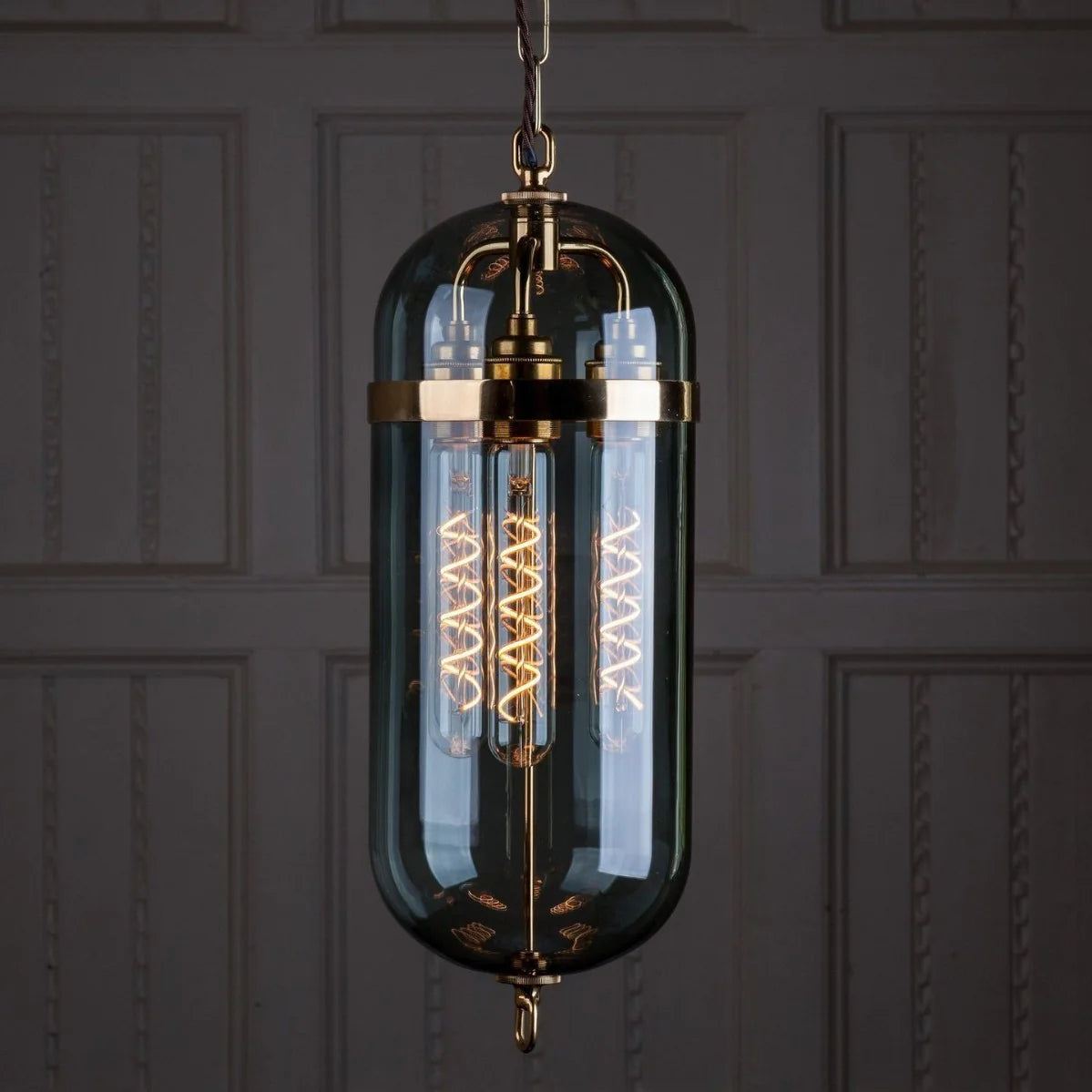 Smoke Glass Gold Metal Pendant Light