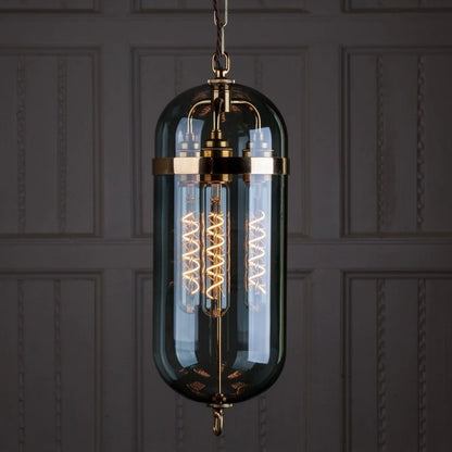 Smoke Glass Gold Metal Pendant Light