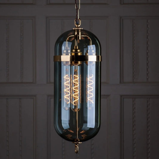 Smoke Glass Gold Metal Pendant Light