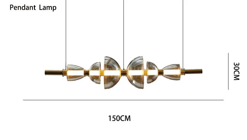 Amber Champagne Glass Gold Body Dining Chandelier