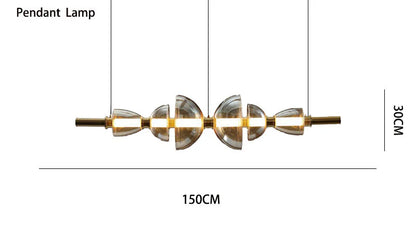 Amber Champagne Glass Gold Body Dining Chandelier