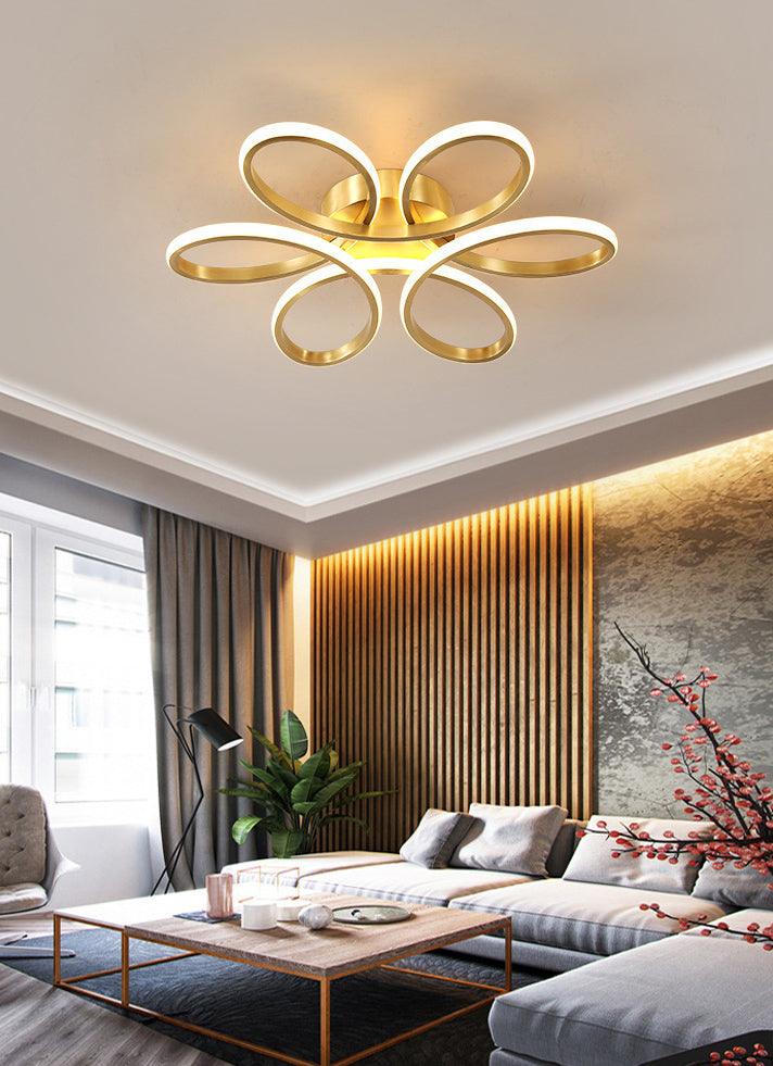 6 Light Curvy Gold LED Chandelier