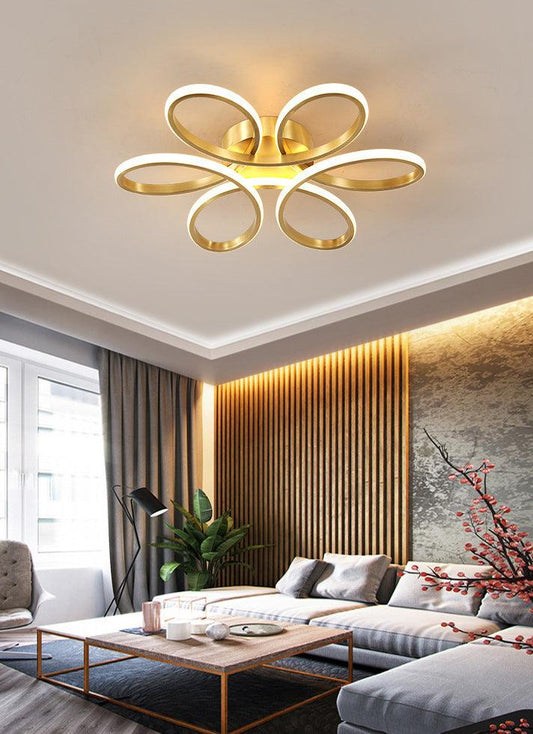 6 Light Curvy Gold LED Chandelier