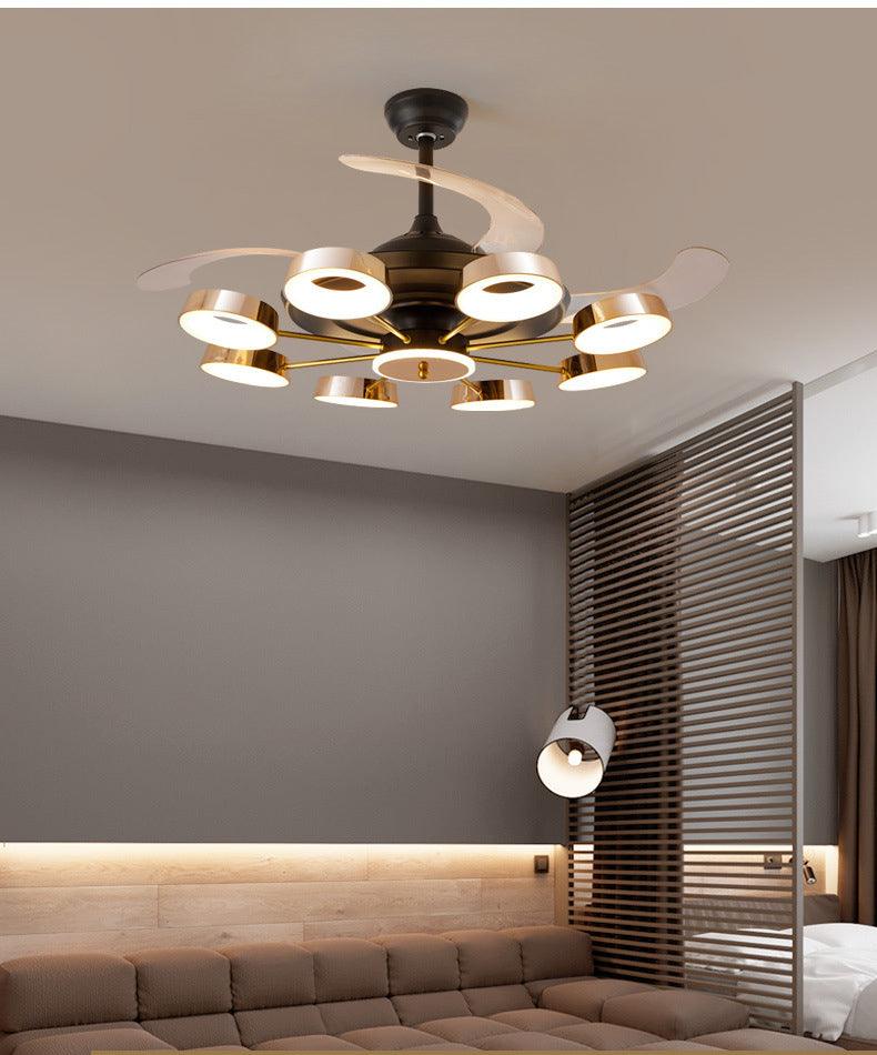 Golden Rings Ceiling Fan Chandelier