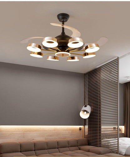 Golden Rings Ceiling Fan Chandelier