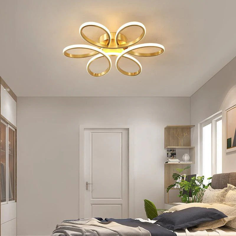 6 Light Curvy Gold LED Chandelier