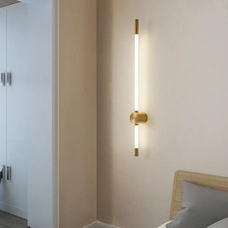 600 MM Slim Vertical LED Wall Light – Double-Ended Gold Rod
