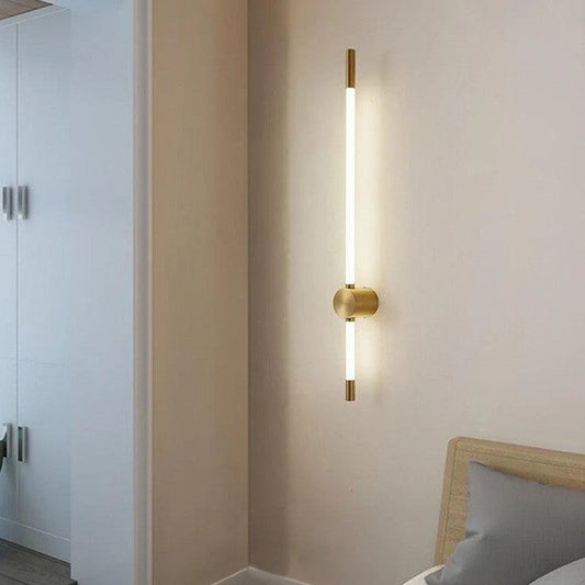 600 MM Slim Vertical LED Wall Light – Double-Ended Gold Rod