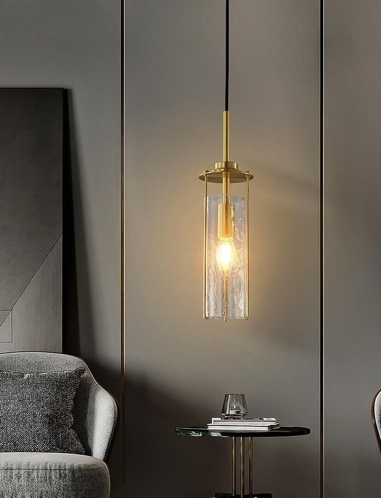 Cascade Glass Pendant – Minimalist Brilliance with Golden Accents