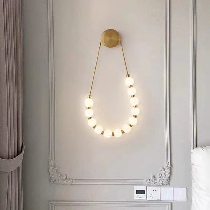 Modern Necklace Design Wall Light – Decorative Gold & Globe Sconce