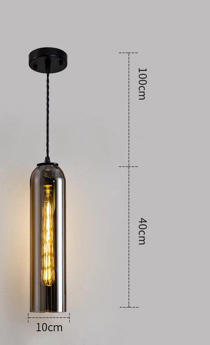 Long Smokey Glass Pendant Light