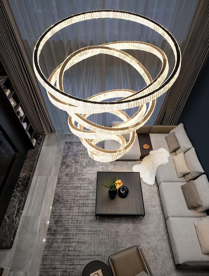 8 RINGS Crystal LED CHANDELIER