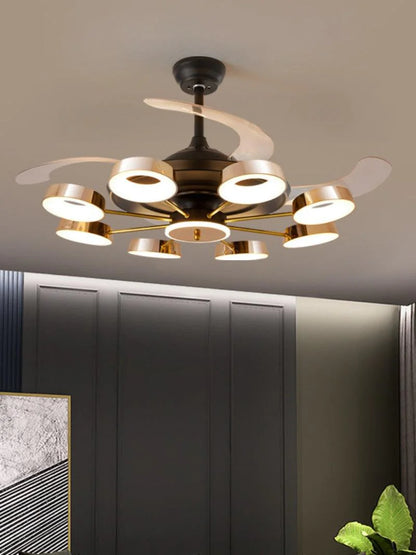 Golden Rings Ceiling Fan Chandelier