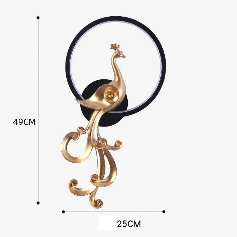 Golden Peacock LED Wall Light – Artistic Glamour Meets Radiant Glow