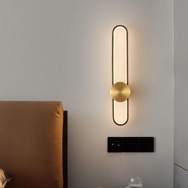 Vertical Oval LED Wall Light – Modern Gold Frame Design 60 cm