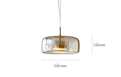 Modern Amber Glass Pendant Light – Gold Finish Hanging Lamp for Dining & Living Room
